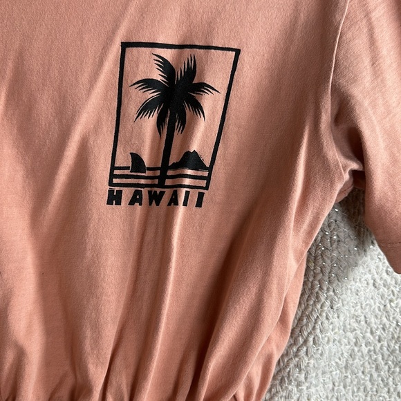 H&M Orange Hawaii distressed, cropped short, sleeved shirt - Picture 4 of 8